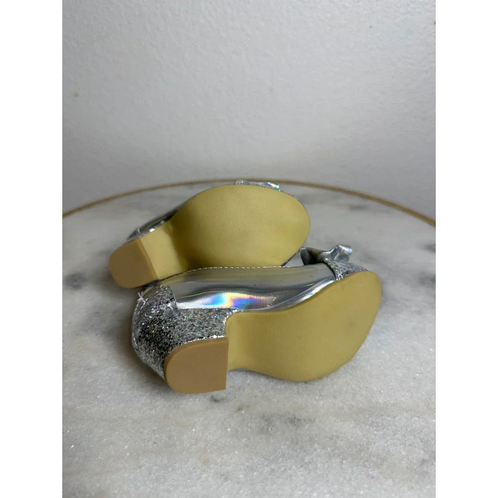 Disney Princess Ariel Little Mermaid Silver Holographic Glitter Dress Up Shoes 6